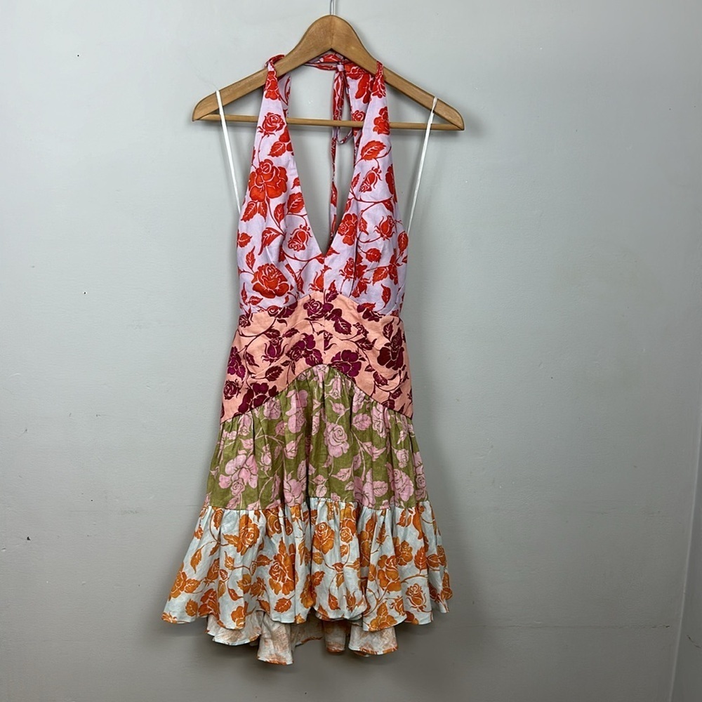 SOLD NWT Zimmermann Lovestruck V-neck Halter Mini Dress Sz US 10 - Picture 8 of 15